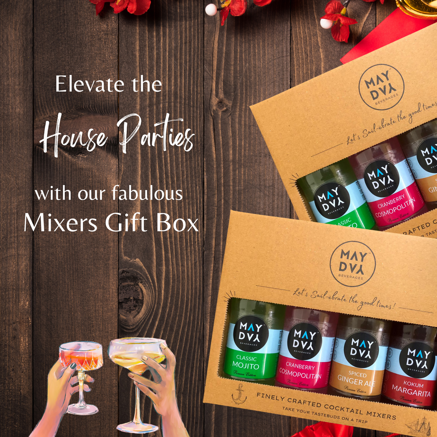 Gift Pack - Assorted Flavor (Pack of 4) | Premium Cocktail Mixer | Ready to Drink Mocktail | 100% Natural Ingredients
